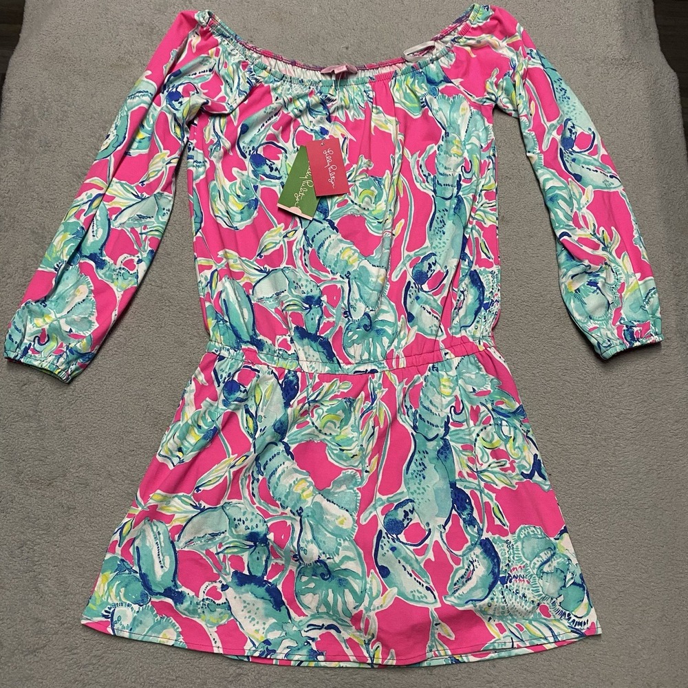 Lilly Pulitzer Lana Skort Romper XS Raz Berry Lobsters In Love NEW